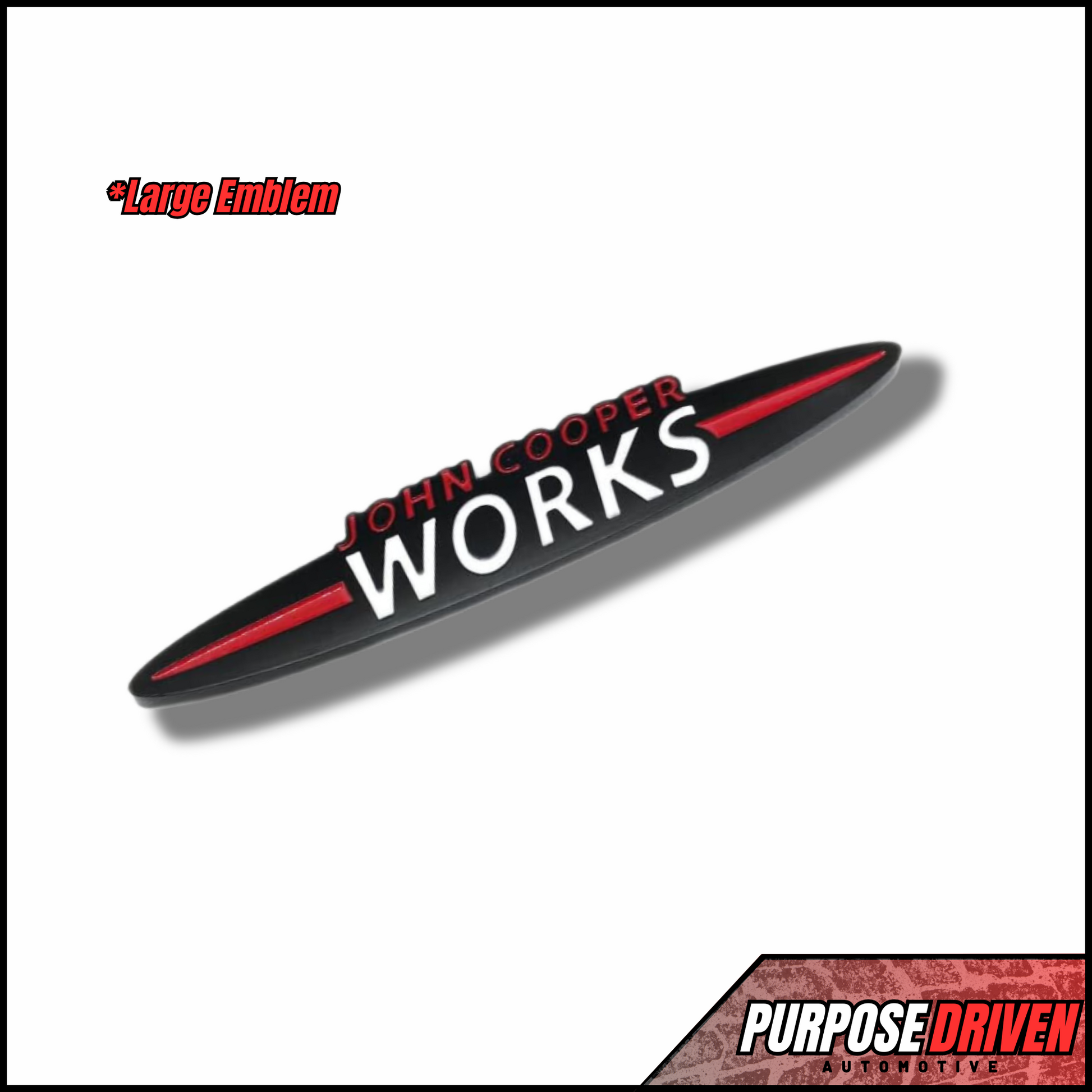 JCW Badge - Large (Black, Red & White) - Purpose Driven Automotive