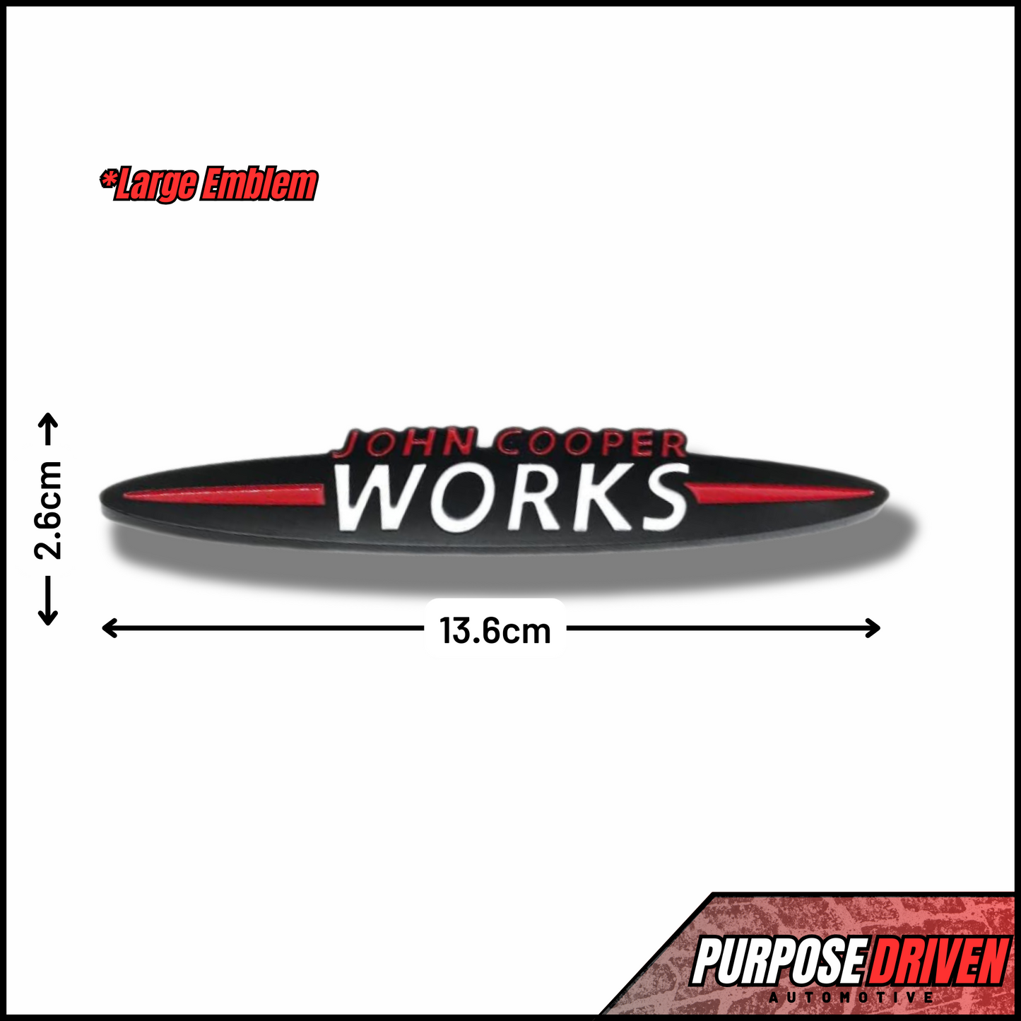 JCW Badge - Large (Black, Red & White) - Purpose Driven Automotive