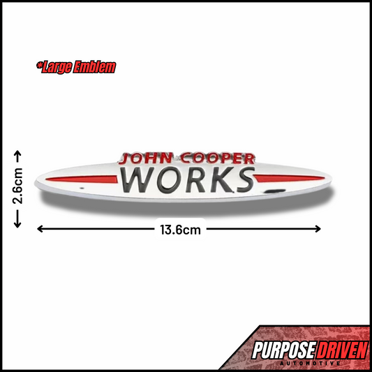 JCW Badge - Large (Chrome & Red) - Purpose Driven Automotive